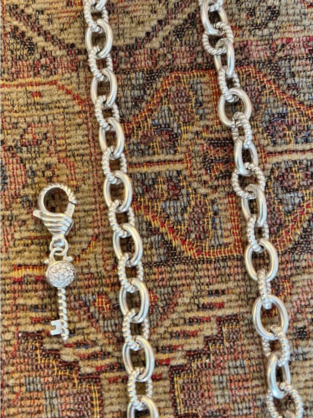 Judith Ripka 925 SS Link Chain and Heart Locket Charm